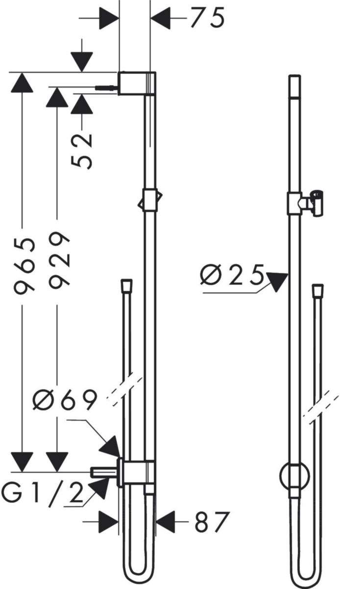 AXOR AXOR One Barre De Douche 0 90 M Avec Coude De Raccordement