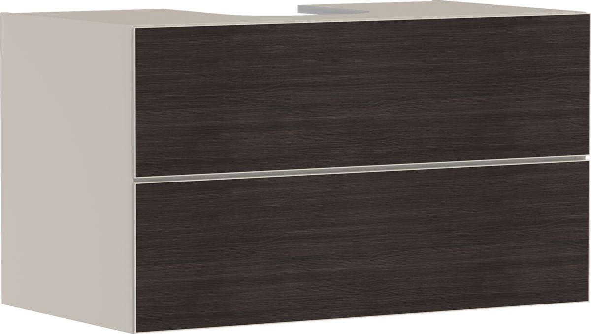 hansgrohe Xevolos E Meuble bas 980/550 pour lavabo à poser Xevolos E avec 2 tiroirs caisson Beige mat, Façade: Chêne foncé