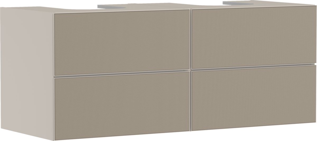 hansgrohe Xevolos E Meuble bas pour double lavabo à poser Xevolos E 1370/550 avec 4 tiroirs caisson Beige mat, Façade: Bronze texturé