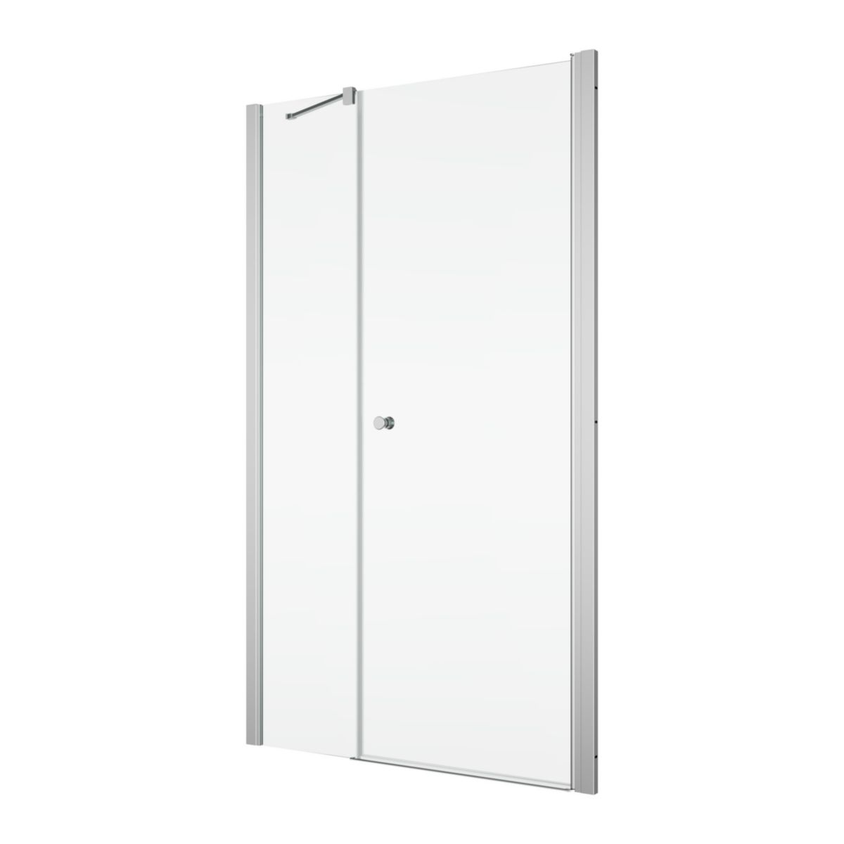 Paroi de douche porte pivotante avec fermeture sur fixe en ligne avec renfort d'angle ouverture intérieure et extérieure SOLINO 1400x2000 profilé poli brillant vitrage transparent (07) Réf. SOL3114005007