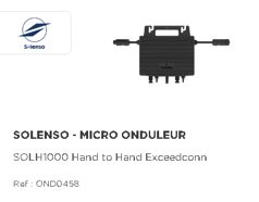 Micro onduleur Solenso SOLH1000 Hand to Hand - 2 modules par micro onduleur - MC4 - Betteri Réf.OND0458