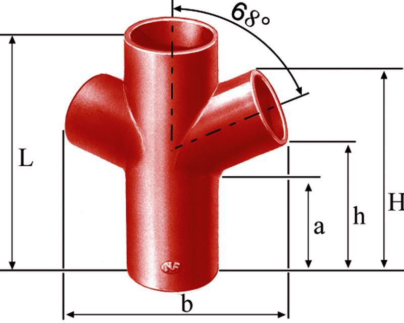 Embranchement Culotte double SMU S 68° en fonte diamètre nominal 150-125mm Réf. 156867 PAM