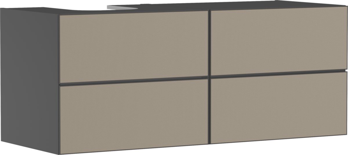 hansgrohe Xevolos E Meuble bas 1370/550 pour lavabo à poser Xevolos E à gauche avec 4 tiroirs caisson Gris mat, Façade: Bronze texturé