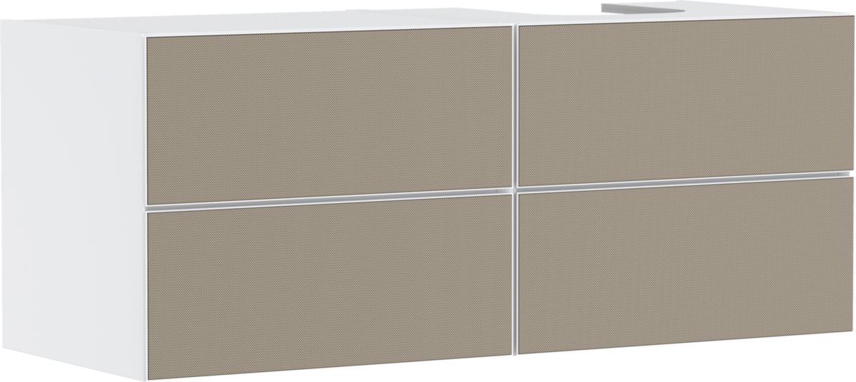 hansgrohe Xevolos E Meuble bas 1370/550 pour lavabo à poser Xevolos E à droite avec 4 tiroirs caisson Blanc mat, Façade: Bronze texturé