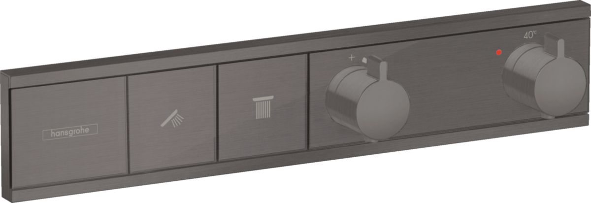 hansgrohe RainSelect Module thermostatique RainSelect encastré avec 2 fonctions, Noir chromé brossé