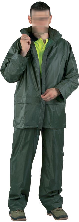 Ensemble de pluie vert taille L 100% polyamide avec enduction PVC