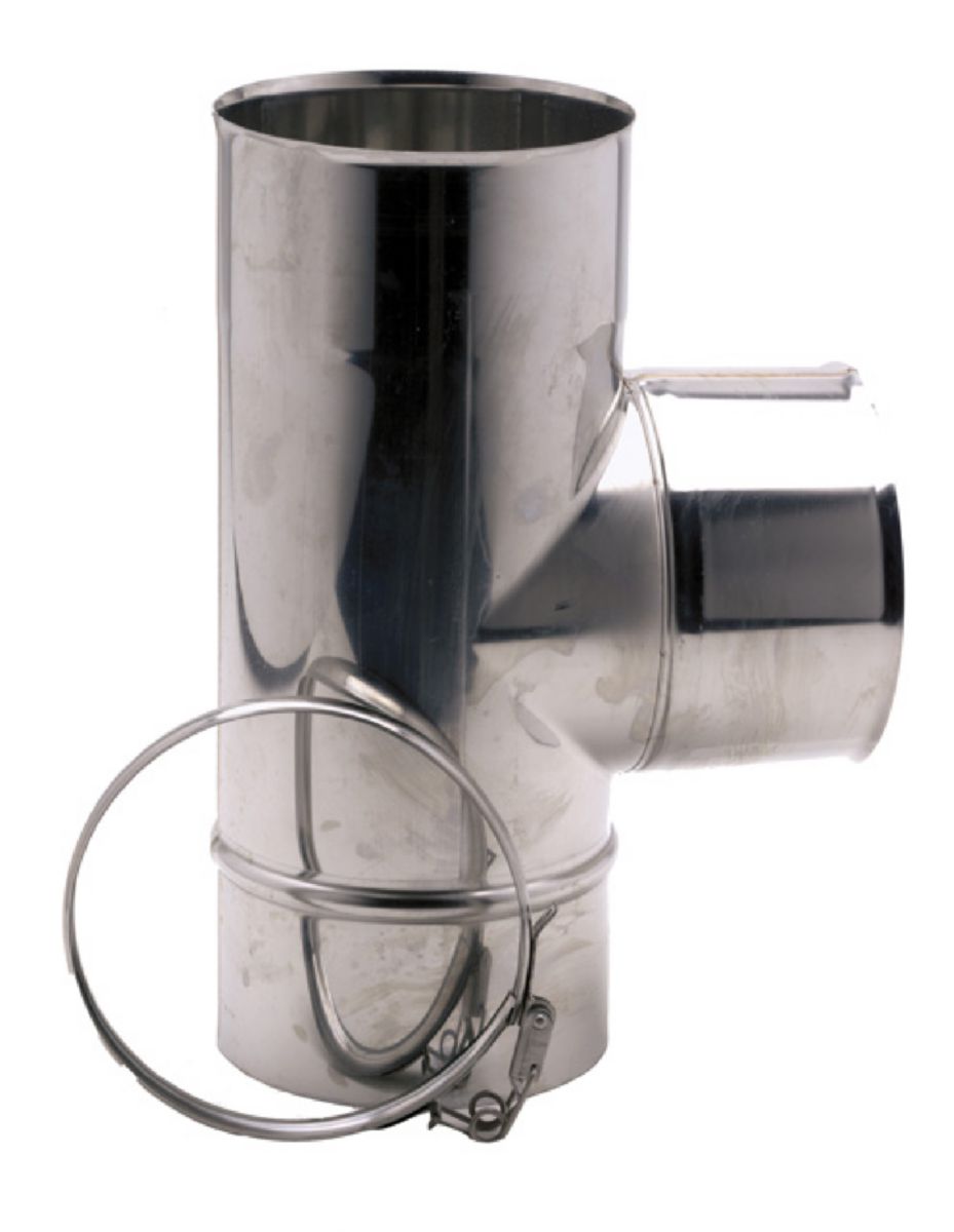 Té inox316 équerre 90° D 125 + collier sécurité Ep0,6 réf. 684125