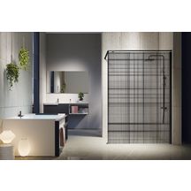 Parois de douche KUADRA h 120 ext.117-120 cm sérigraphié plaid noir réf : KUADH120-85H