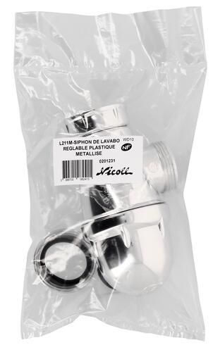 Siphon plastique chromé L211M, Diamètre 32 mm, hauteur réglable 132 - 172 mm V0 Réf. 0201231