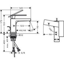 Mitigeur lavabo 80 Tecturis E  CoolStart avec tirette et vidage Bronze brossé Réf. 73002140