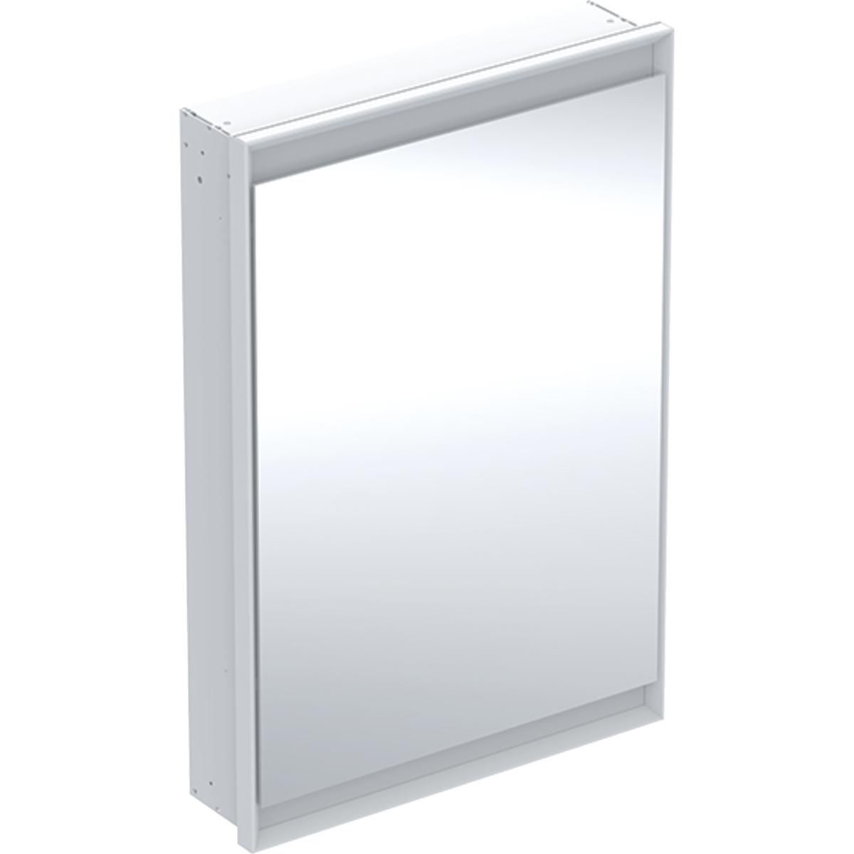 Armoire de toilette Geberit ONE, avec ComfortLight, 1 porte, montage encastré, 60x90cm, charnières à gauche, Blanc / Aluminium thermopoudré