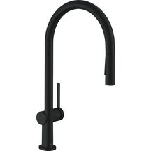 hansgrohe Talis M54 Mitigeur de cuisine 210, avec douchette extractible 2 jets, sBox, Noir mat