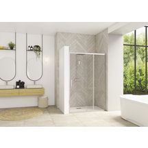 Paroi de douche Smart Design porte pivotante XXL 140 cm profilé chromé verre transparent Réf. PA90213CTNE