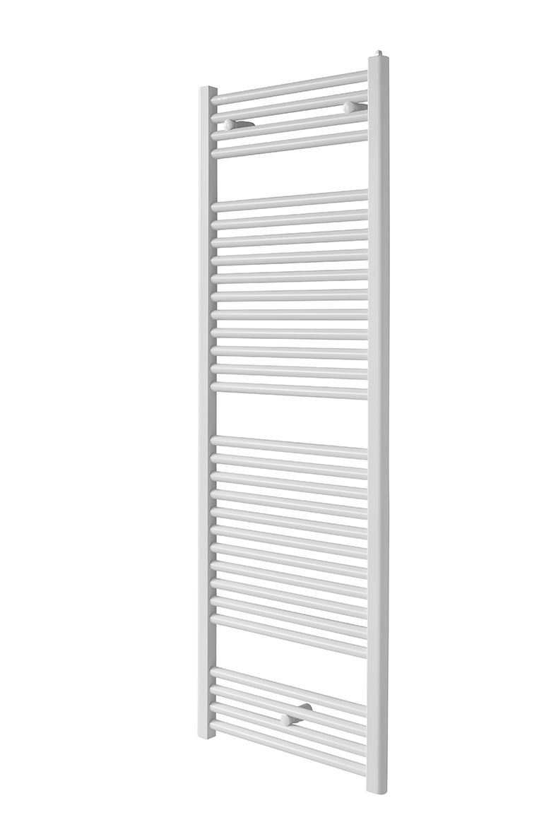 Sèche-serviettes Oda Prem's eau chaude raccordement centré, puissance 552W (dT50), hauteur 1226 mm, largeur 500 mm, raccordement par le bas, entraxe 50 mm centré, Aller/Retour réversible, Blanc RAL 9016 Réf. OD-120-050-05