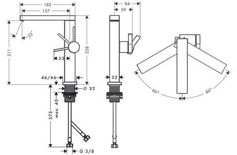 Mitigeur lavabo 210 Tecturis E Fine CoolStart avec bec pivotant et bonde Push-Open Blanc mat Réf. 73060700