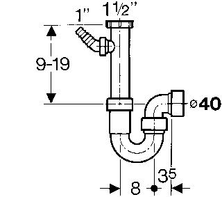 Siphon évier, 1 cuve, prise MAL 152.723.11.1