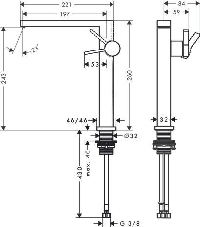 Mitigeur lavabo 240 Tecturis E Fine CoolStart, bonde Push-Open Bronze brossé Réf. 73070140