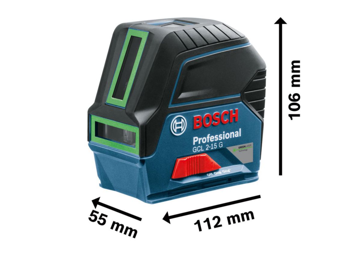 Laser combiné faisceau vert GCL 2-15G + coffret + support rotatif RM 1 + piles - portée 15 m