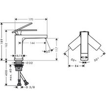 Mitigeur lavabo 110 Tecturis E  sans tirette ni vidage Chromé Réf. 73011000