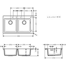 hansgrohe S51 S510-F770 Evier encastré 370/370, Gris béton