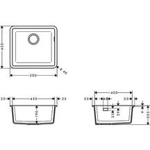 hansgrohe S51 S510-U450 Evier encastré sous plan 450, Gris béton