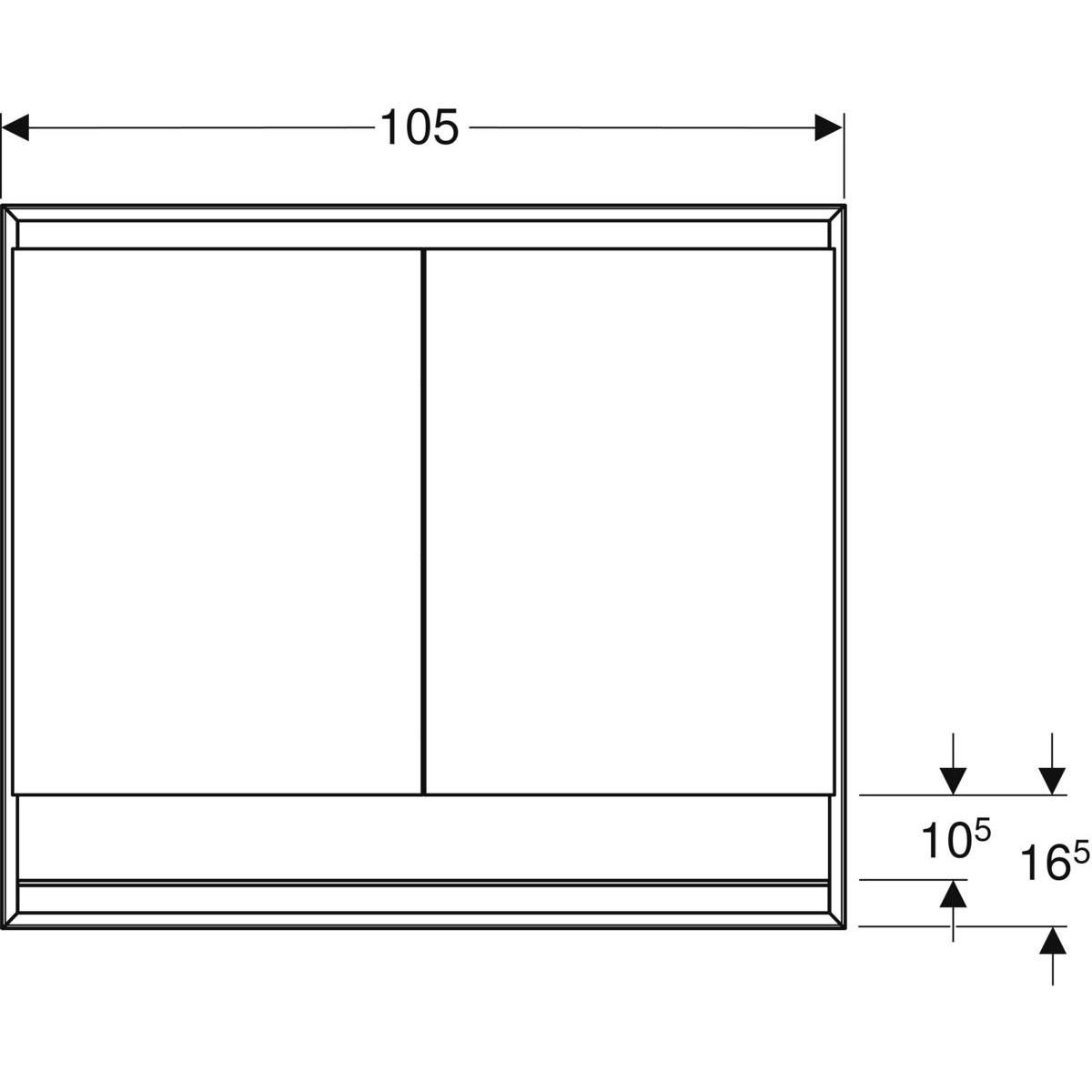 Armoire de toilette Geberit ONE, avec niche et ComfortLight, 2 portes, montage encastré, 105x90cm, Aluminium anodisé