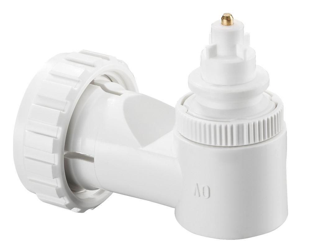 Adaptateur d'angle, blanc, pour montage sur corps de robinets thermostatiques avec raccordement à griffes à la tête Réf.1011452