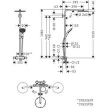 hansgrohe Raindance Select S Colonne de douche 240 1jet PowderRain avec mitigeur thermostatique, Aspect doré poli