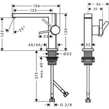 Mitigeur lavabo 110 Tecturis E  Fine CoolStart sans tirette ni vidage Noir mat Réf. 73021670