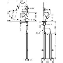 hansgrohe Focus M42 Mitigeur de cuisine 220, avec douchette extractible 2 jets, sBox, Aspect acier inox