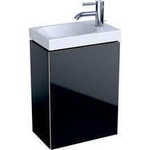 Meuble bas pour lave-mains Acanto - 1 porte - siphon - 39,5 x 53,5 x 24,5 cm - corps : laqué mat / noir - porte : verre brillant / noir Réf. 500.607.16.1