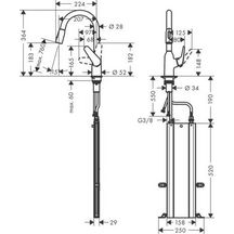 hansgrohe Focus M42 Mitigeur de cuisine 180, avec douchette extractible 2 jets, sBox, Aspect acier inox