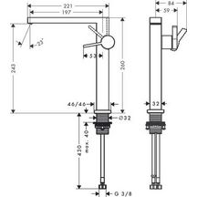 Mitigeur lavabo 240 Tecturis E Fine CoolStart sans vidage Chromé Réf. 73072000