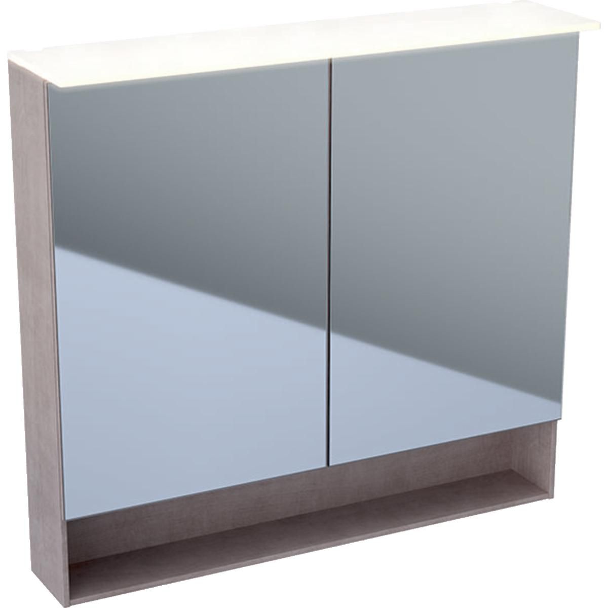 Armoire de toilette Acanto avec éclairage - 2 portes - 90 x 83 x 21,5 cm - corps : mélamine structurée bois / chêne mystique - portes : miroir extérieur Réf. 500.646.00.2