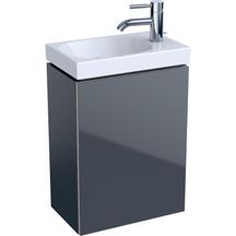 Meuble bas pour lave-mains Acanto - 1 porte - siphon - 39,5 x 53,5 x 24,5 cm - corps : laqué mat / gris velouté - porte : verre brillant / gris velouté Réf. 500.607.JK.2