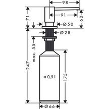 hansgrohe A41 Distributeur de liquide vaisselle, rosace ronde, haut. bec 71 mm, Aspect acier inox