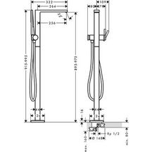 Mitigeur de baignoire Tecturis E  sur pied avec ensemble de douche Bronze brossé Réf. 73445140