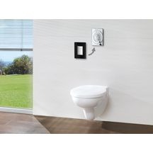 Plaque de commande WC SURF, double touche ou interrompable, pour mécanisme pneumatique, montage horizontal ou vertical, 156 x 197 mm, en ABS, chromé Réf. 38861000