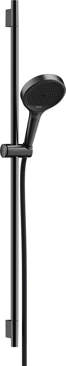 hansgrohe Rainfinity Set de douche 130 3jet EcoSmart avec barre de douche S Puro 90 cm, Push slider, flexible DesignFlex 160 cm, Noir chromé brossé