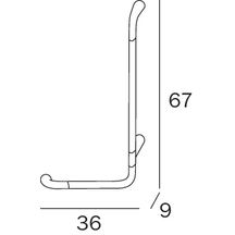 Barre d'appui CONFORT H 900 droite en L 36 x 67 cm, chromé réf. AH993ACR