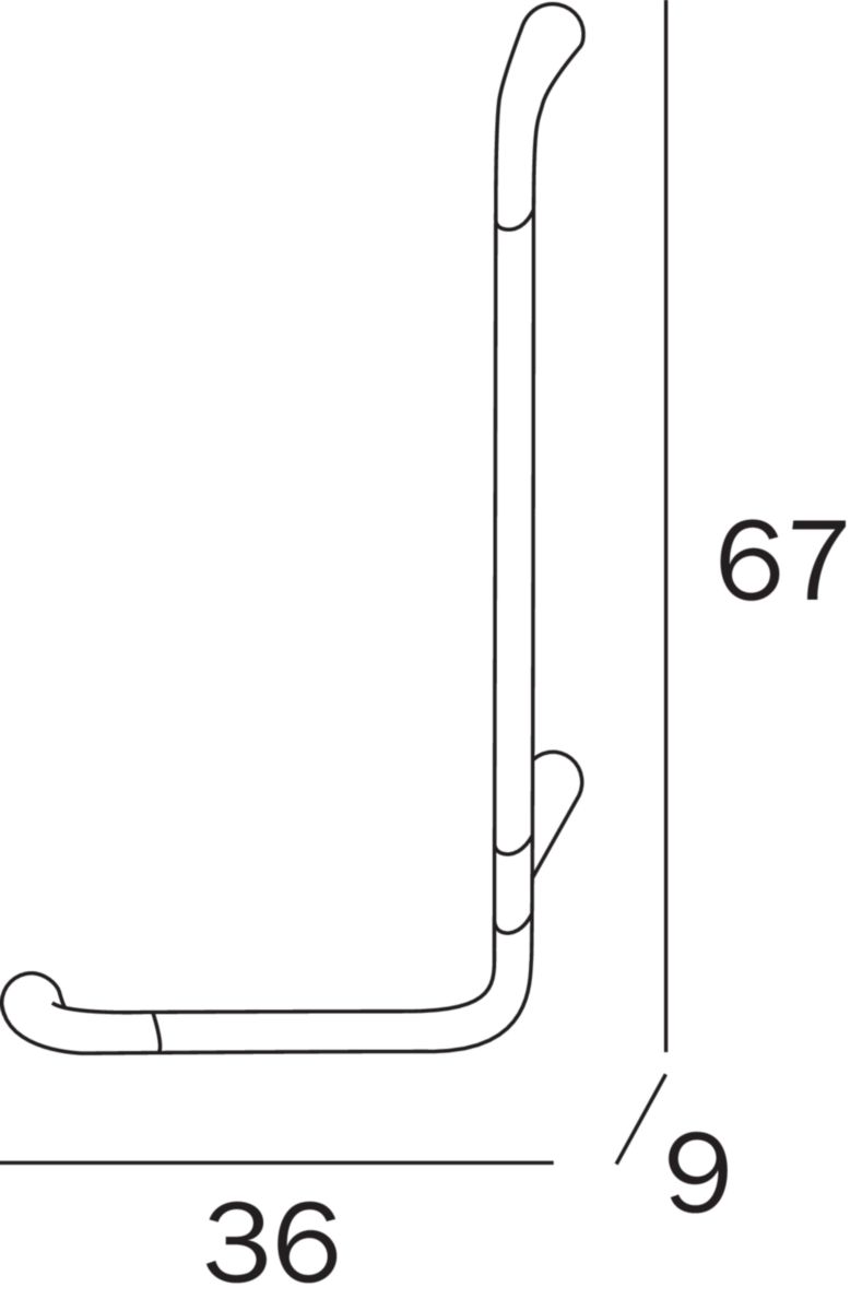 Barre d'appui CONFORT H 900 droite en L 36 x 67 cm, chromé réf. AH993ACR