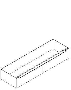 Caisson meuble vasque Bento - hauteur 25 cm - longueur 150 cm - 2 tiroirs prise de main - laqué Réf. 1795361