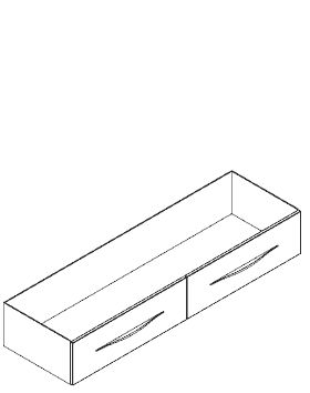 Caisson meuble vasque Bento - hauteur 25 cm - longueur 150 cm - 2 tiroirs poignée Ondine ou bandeau - bois Réf. 1797361