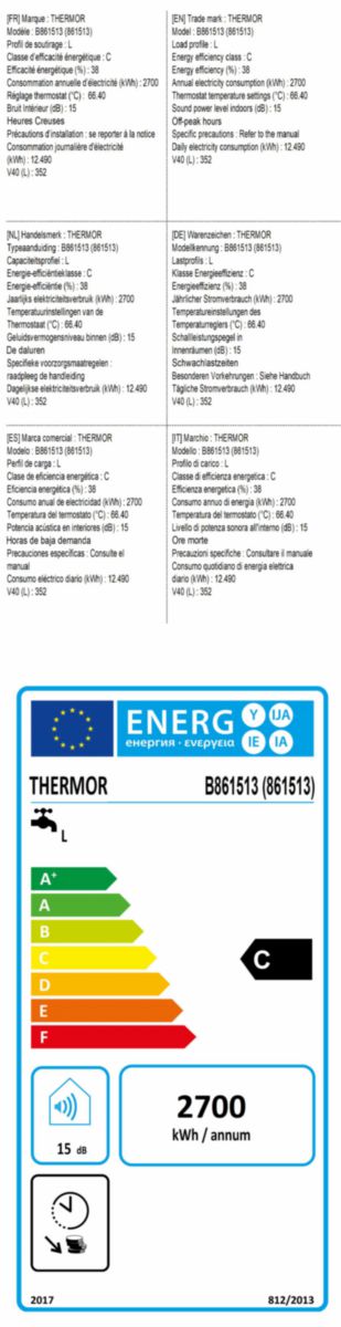 Chauffe-eau électrique Blindé vertical mural compact 200L monophasé Réf. 861513