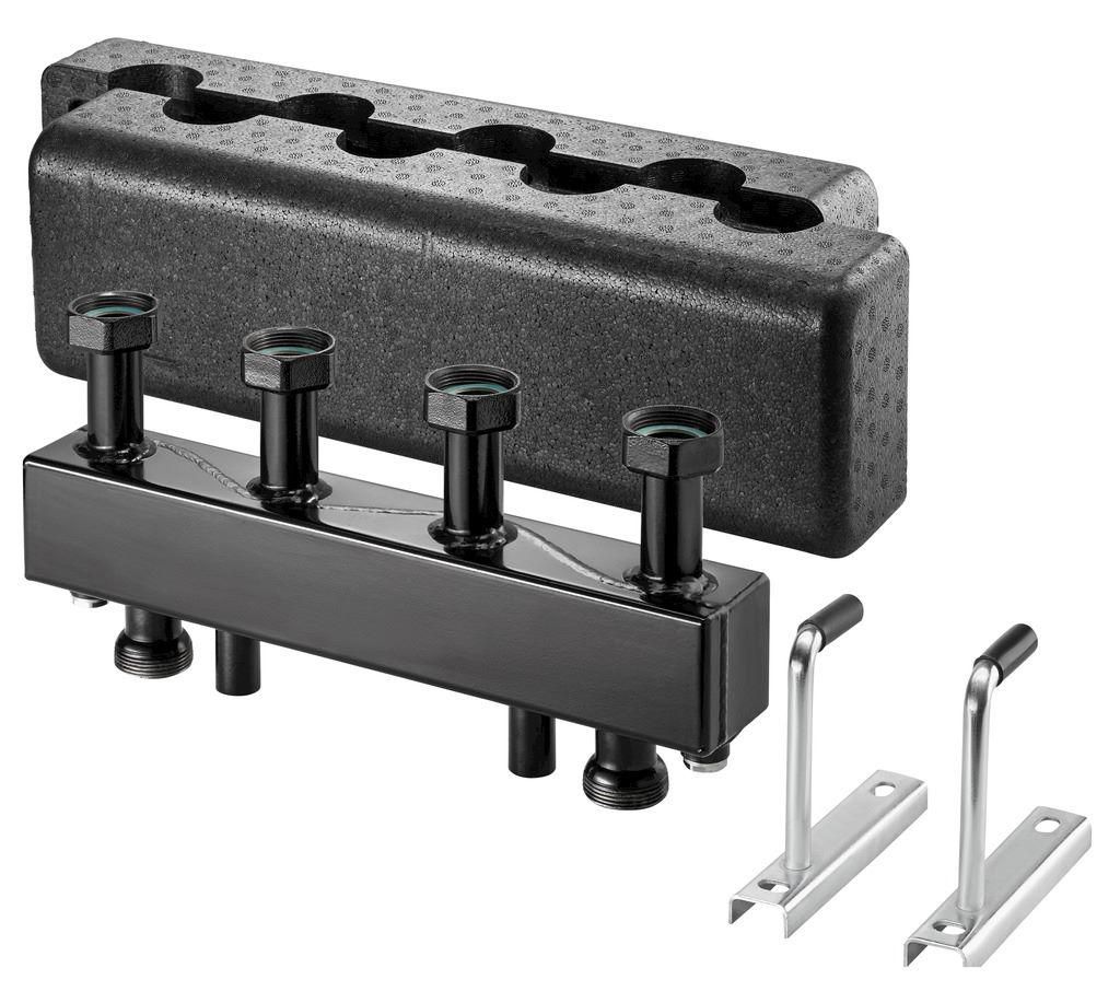 Bloc de répartition pour «Regumat» DN 25 avec isolation, pour 3 circuits de chauffage, acier, G1/2 à joint plat Réf.1351583