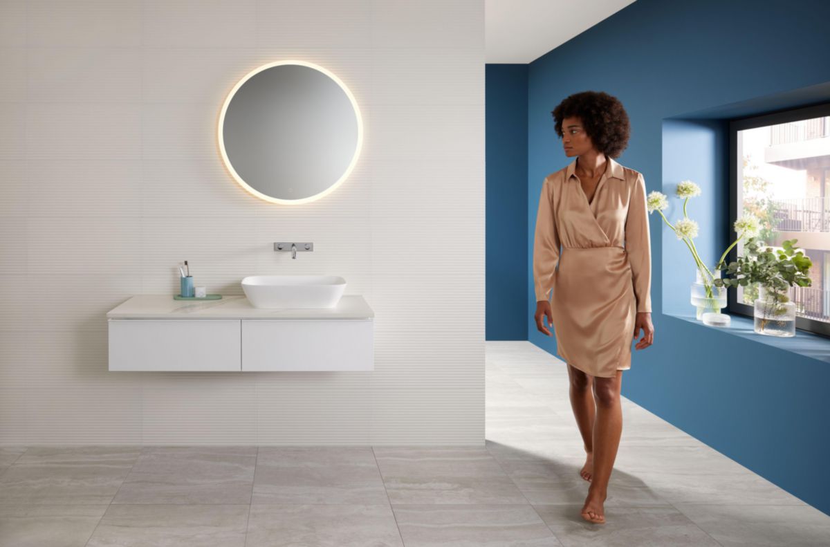 Miroir LED Geberit Option Round, avec éclairage indirect et indirect, diamètre 75cm