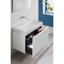 Lavabo Geberit ONE sortie verticale: B=90cm, T=48cm, Trou de robinetterie=Sans, Trop-plein=Sans, blanc / KeraTect