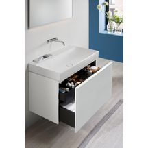 Lavabo Geberit ONE sortie verticale: B=90cm, T=48cm, Trou de robinetterie=Sans, Trop-plein=Sans, blanc / KeraTect