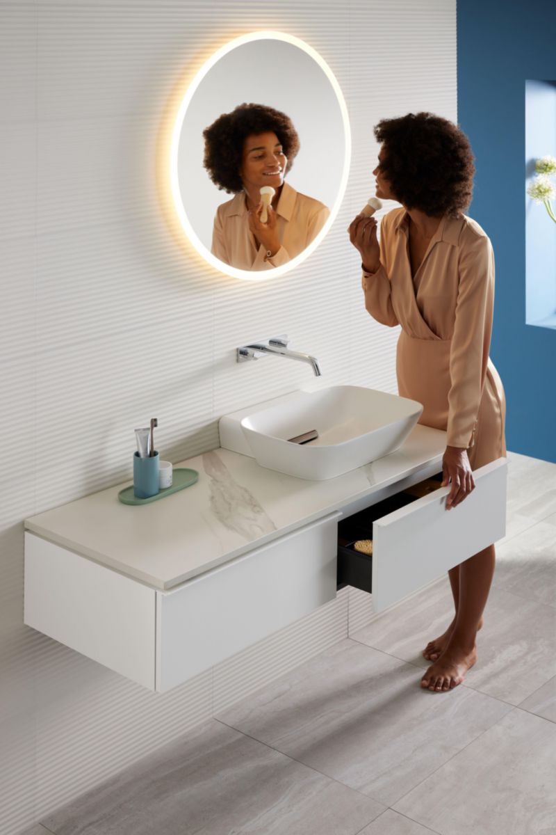 Miroir LED Geberit Option Round, avec éclairage indirect et indirect, diamètre 75cm