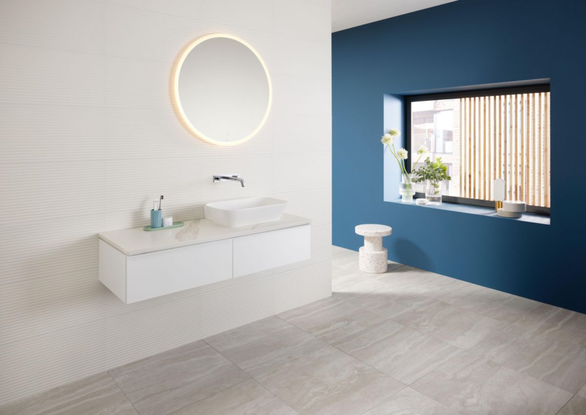 Miroir LED Geberit Option Round, avec éclairage indirect et indirect, diamètre 75cm